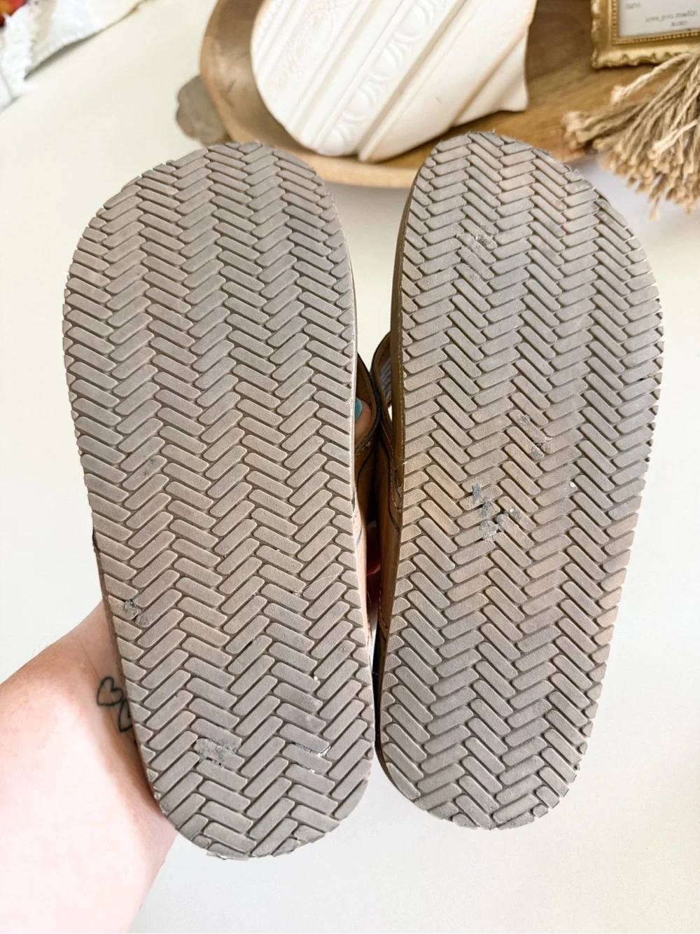 Brown Leather-Style Flip Flop Sandals